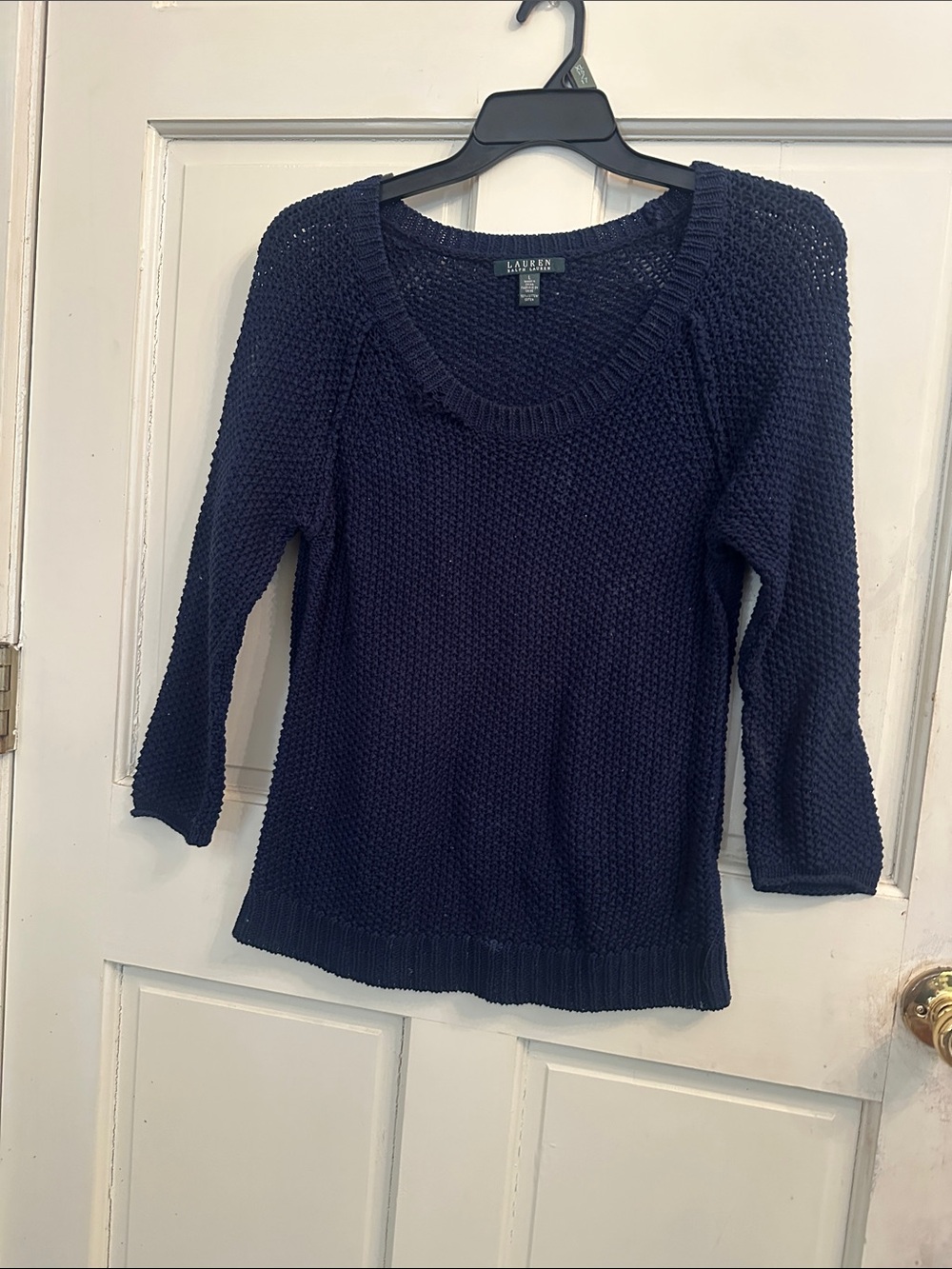 Ralph Lauren Navy Scoop-Neck Textured Knit Sweater